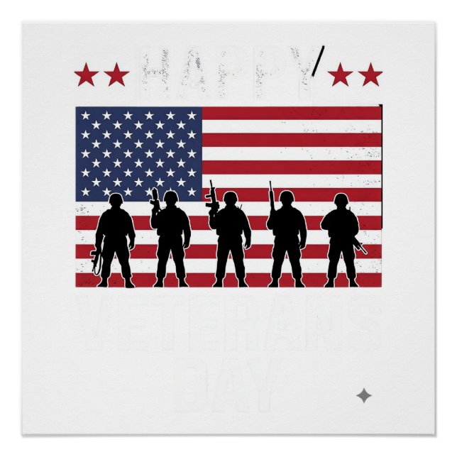 Happy Veterans Day Flag Silhouette Vector Design_1 Poster (Front)