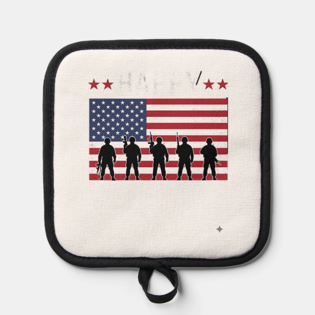 Happy Veterans Day Flag Silhouette Vector Design_1 Pot Holder (Front)