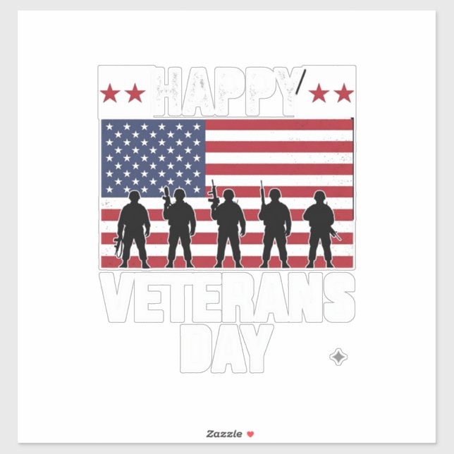 Happy Veterans Day Flag Silhouette Vector Design_1 Sticker (Sheet)