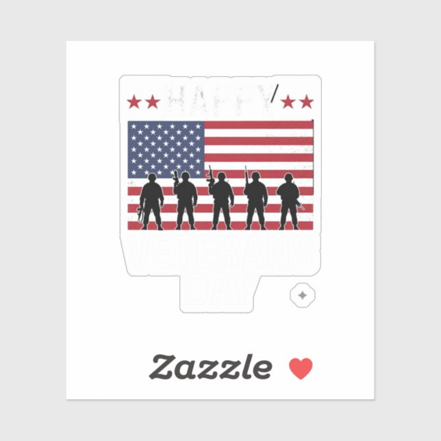 Happy Veterans Day Flag Silhouette Vector Design_1 Sticker (Sheet)