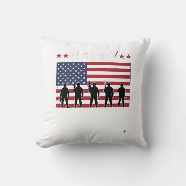 Happy Veterans Day Flag Silhouette Vector Design_1 Throw Pillow (Front)