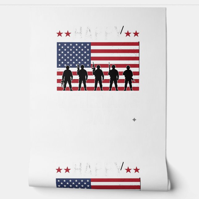 Happy Veterans Day Flag Silhouette Vector Design_1 Wallpaper (Unrolling)