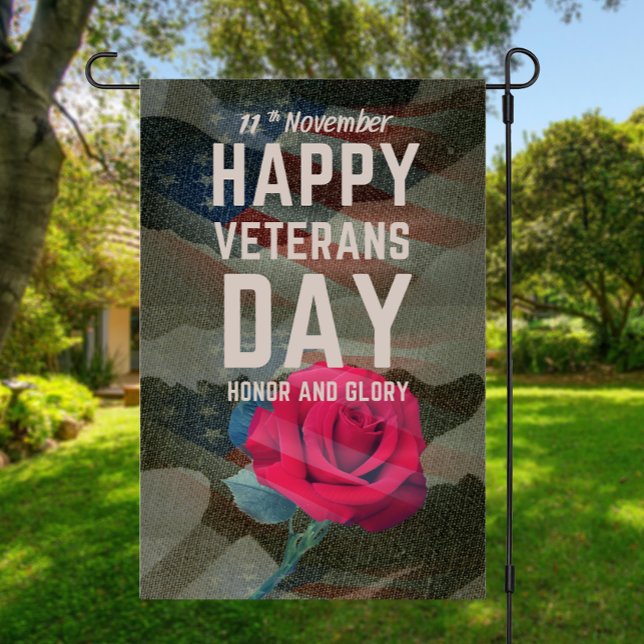 Happy Veterans Day Garden Flag (Veteran's Day,U.S. military veterans,patriotic items,patriotic apparel,military quotes,Veteran's Day)