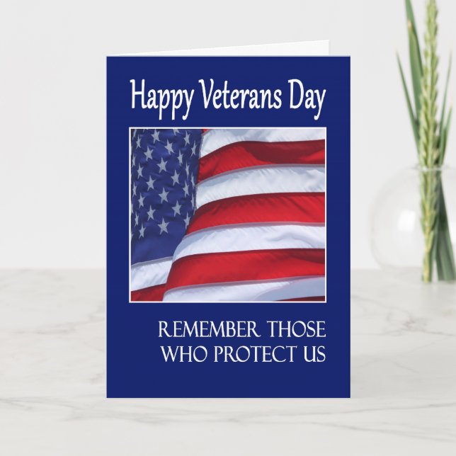 Happy Veterans Day greeting card American Flag (Front)