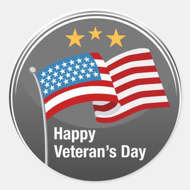 Happy Veterans Day Icon Classic Round Sticker (Front)
