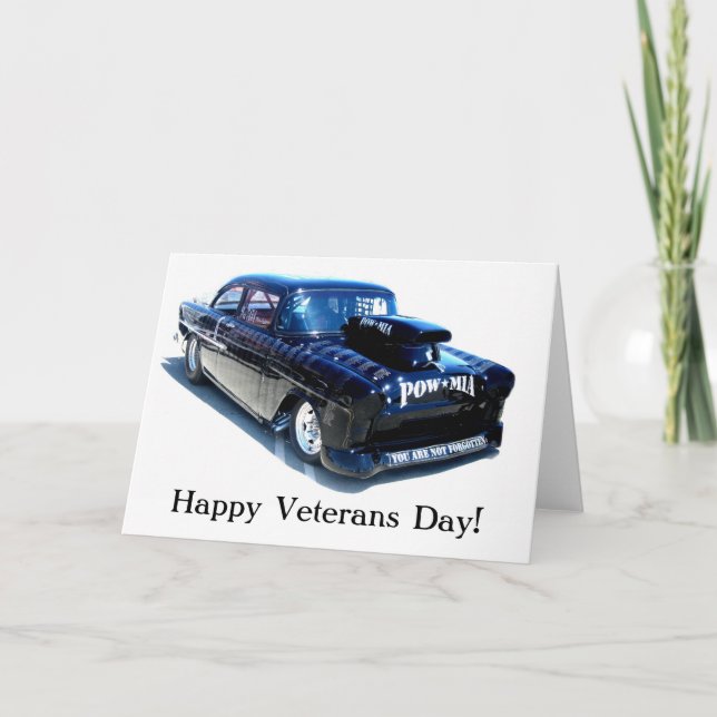 Happy Veterans Day POW Classic Black car card (Front)