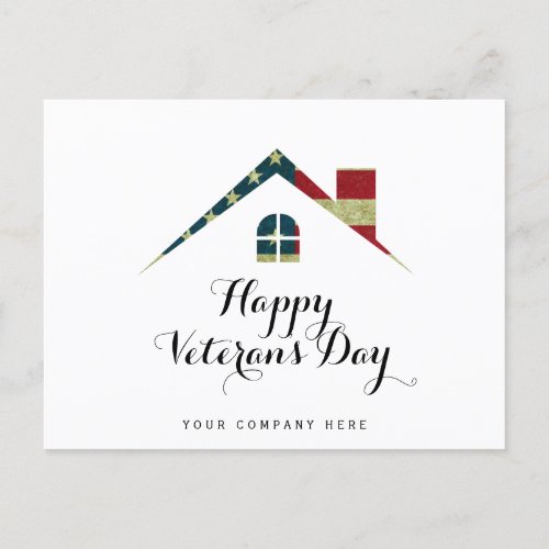 Happy Veterans Day Real Estate House Postcard