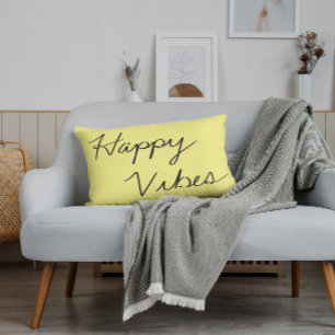 Happy Vibes Cursive Typography Handwritten  Accent Pillow