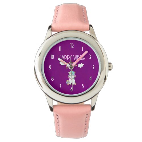 Happy Vibes Cute Smiling Unicorn Watch