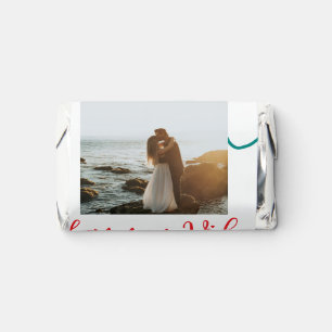 Happy Vibes holiday couple name date wedding red Hershey's Miniatures