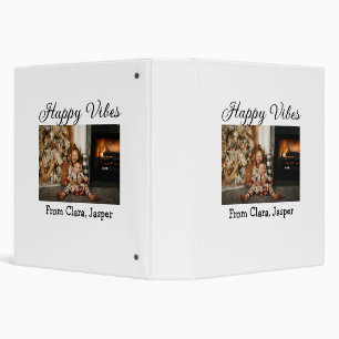 Happy vibes kids family Christmas photo Invitation 3 Ring Binder