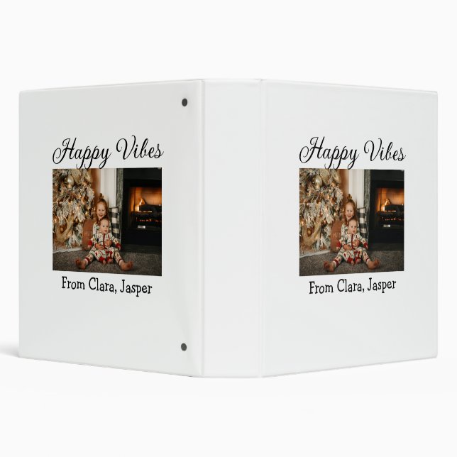Happy vibes kids family Christmas photo Invitation 3 Ring Binder (Background)