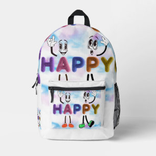 Happy Vibes Printed Backpack