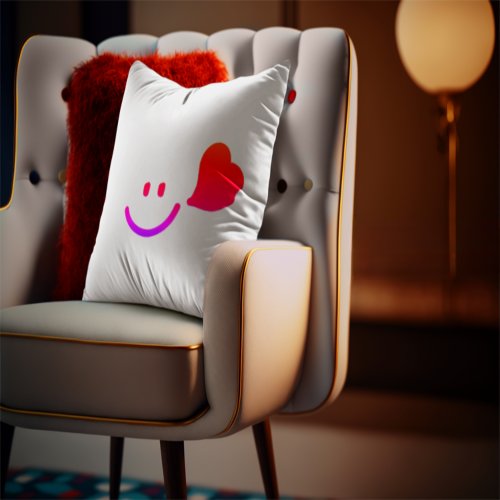 Happy Vibes Smiley Face Pillow | Cute Minimalist D