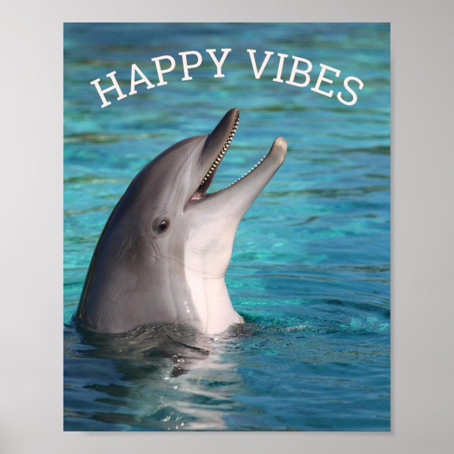 Happy Vibes Smiling Dolphin or Add Your Photo Poster (Front)
