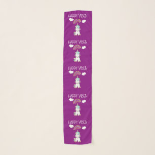 Happy Vibes Typography Awesome Rainbow & Unicorn Scarf