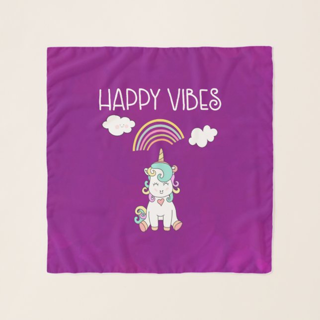 happy+vibes, typography, white+unicorn, smiling, m scarf (Front)