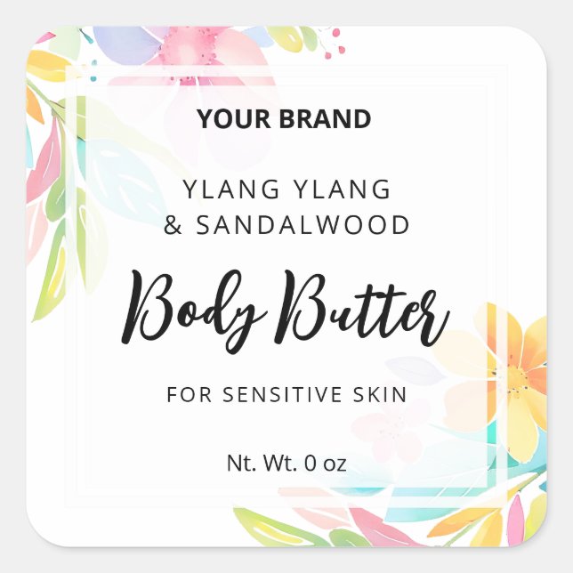 Happy Vibes White Body Butter Jar Labels (Front)