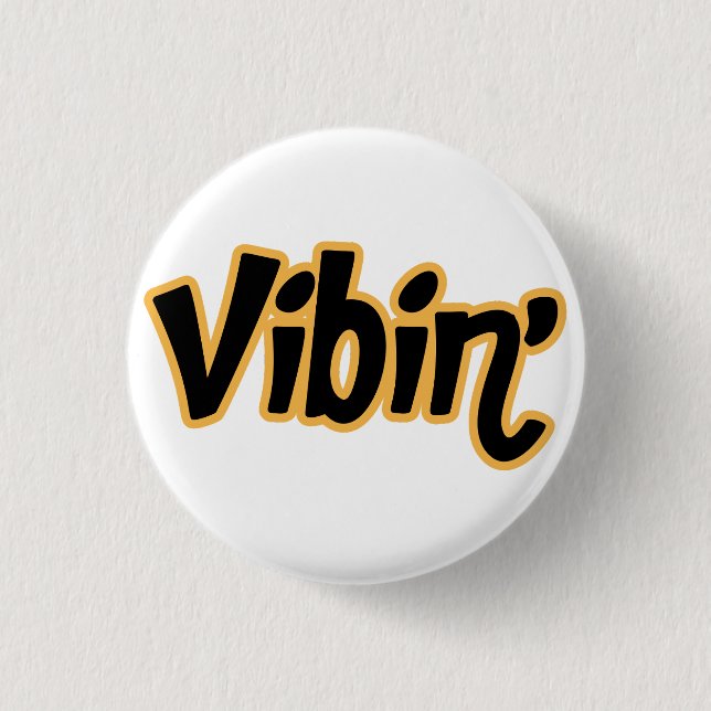 Happy Vibes Yellow Button Pin (Front)