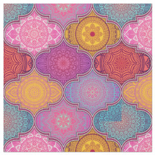 Happy Vibrant Colorful Tribal Bohemian Pattern Fabric