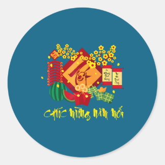 Happy Vietnamese Lunar Chuc Mung Classic Round Sticker