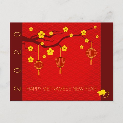 Happy Vietnamese Rat New Year 2020 Blossoms HP Announcement Postcard