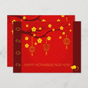 Happy Vietnamese Rat New Year 2020 Blossoms HP Announcement Postcard