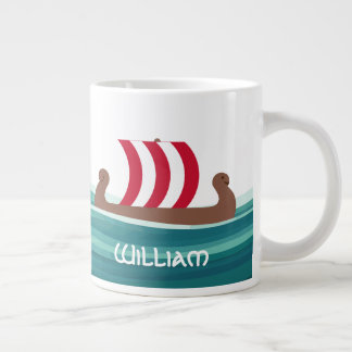 Happy Viking Ship Giant Coffee Mug