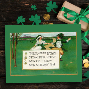 Happy Vintage Irish Children St. Patrick's Day Postcard