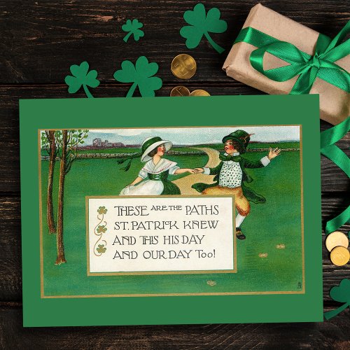Happy Vintage Irish Children St Patricks Day Postcard