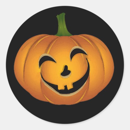 Happy Vintage Jack o Lantern _ Halloween Pumpkin Classic Round Sticker