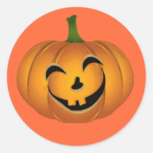 Happy Vintage Jack o Lantern _ Halloween Pumpkin Classic Round Sticker