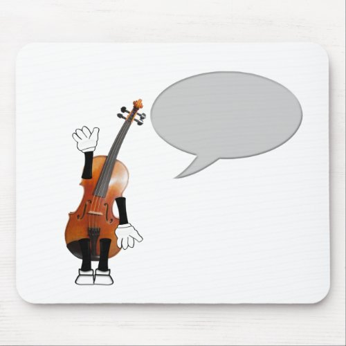Happy violin waving with speech bubble and copy sp mouse pad