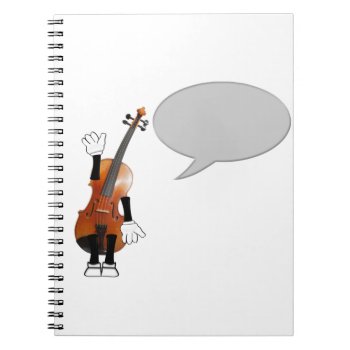 Happy Violin Waving With Speech Bubble And Copy Sp Notebook by Funkyworm at Zazzle