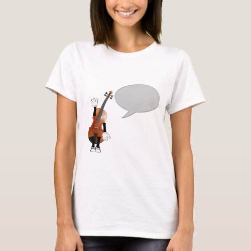 Happy violin waving with speech bubble and copy sp T_Shirt