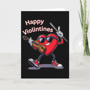 Happy Violintines Violin Man Heart Valentine Music Card