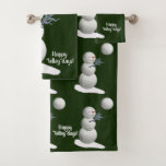 Happy Volleydays Volleyball Lovers Christmas Bath Towel Set at Zazzle