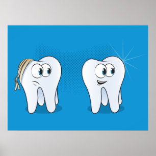 Happy vs Sad Tooth Dental Care Poster