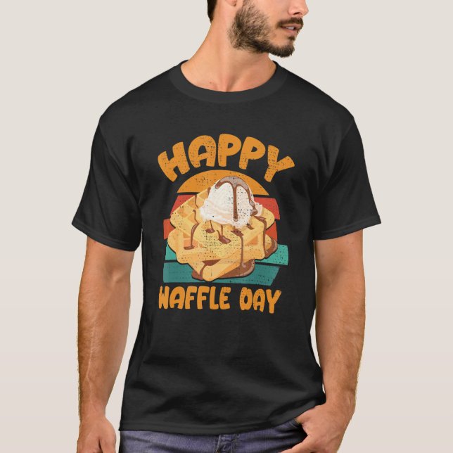 Happy Waffle Day Breakfast Waffles T-Shirt (Front)