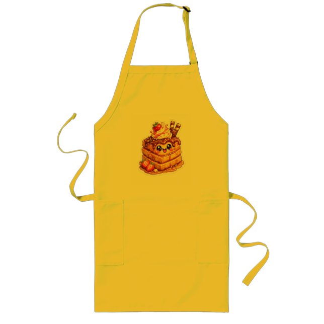 Happy Waffle Dessert Sticker Long Apron (Front)