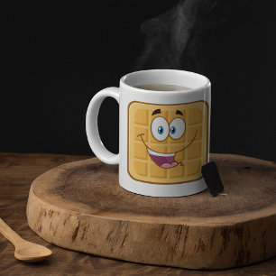 Happy Waffle Kawaii Smiling Breakfast Food Coffee Mug