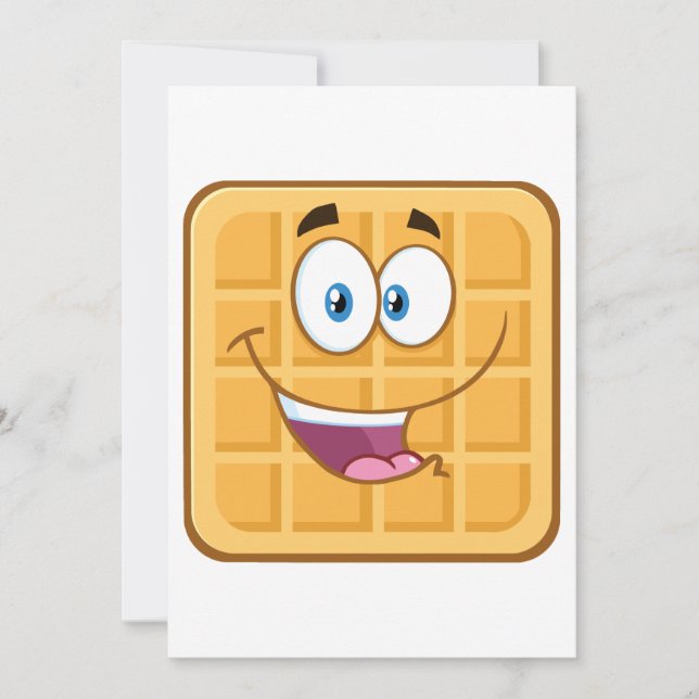 Happy Waffle Kawaii Smiling Breakfast Food Invitation (Front)