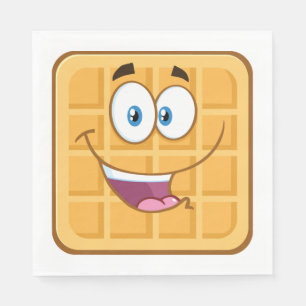 Happy Waffle Kawaii Smiling Breakfast Food Napkins