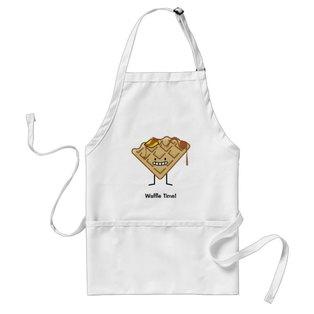 Happy Waffle with syrup and butter breakfast Adult Apron (Front)
