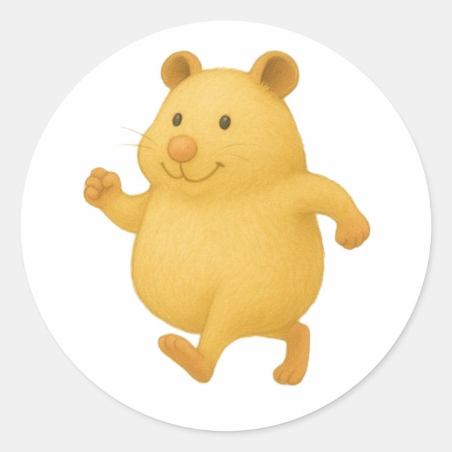 Happy Walking Hamster Sticker – Cute Animal Design (Front)
