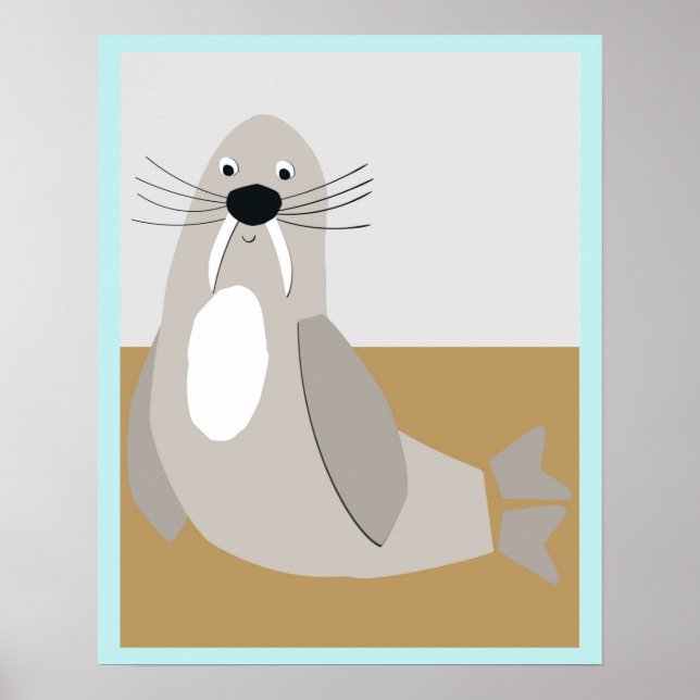 Happy Walrus Colorblock Poster (Front)