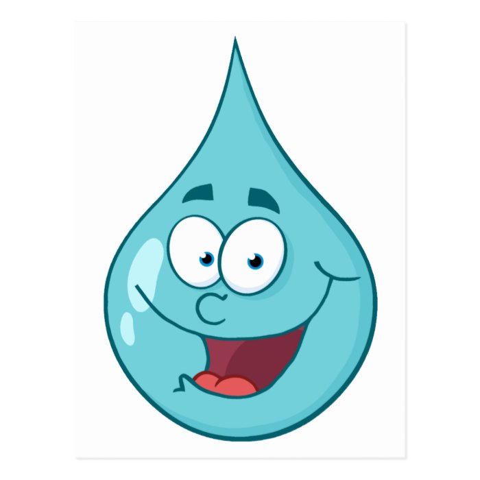 Happy Water Drop Cartoon Character Post Card