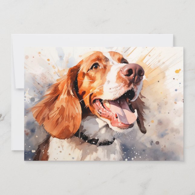 Happy Watercolor Dog Art Print Card (Front)