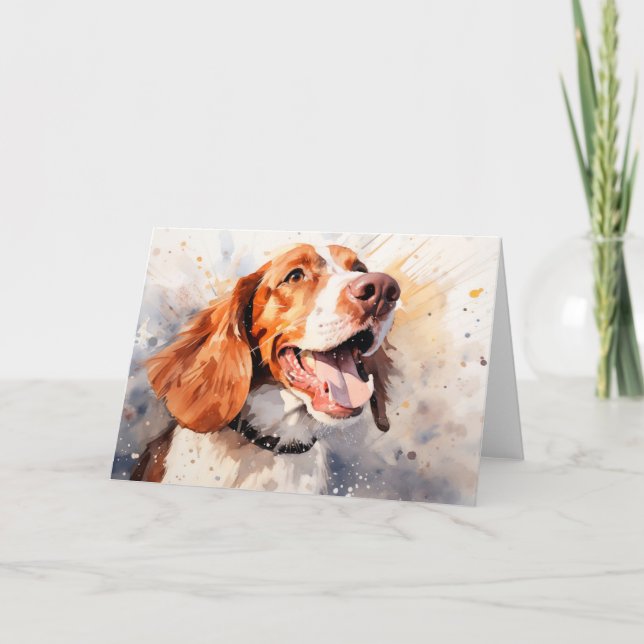 Happy Watercolor Dog Art Print Card (Front)
