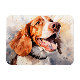 Happy Watercolor Dog Art Print Magnet
